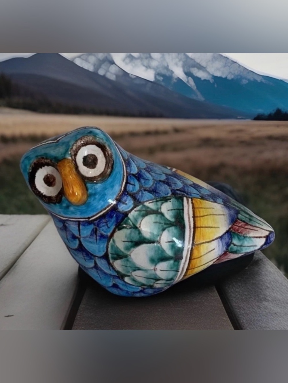 VTG Romano Innocenti Ceramic Colourful Hand Painted Owl Bird Figure Signed Italy